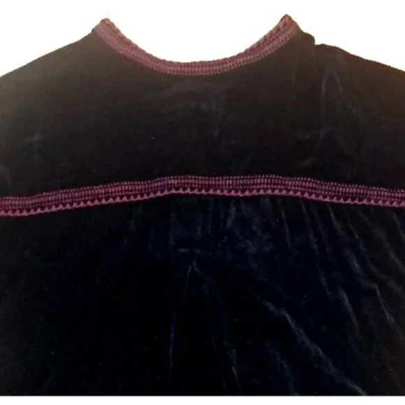 Biya Johnny Was Tunic Top Velvet Embroidered Silk Rayon Black Floral Boho Chic M - Picture 9 of 9